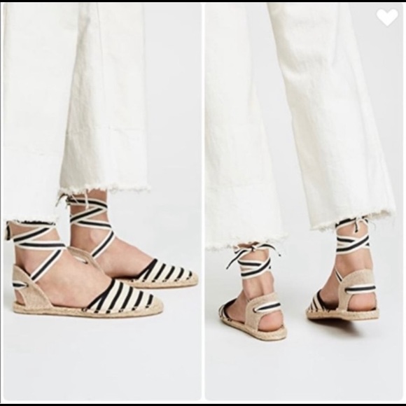 Soludos Lace Up Striped Espadrille Sandals Size 10 - Picture 3 of 11